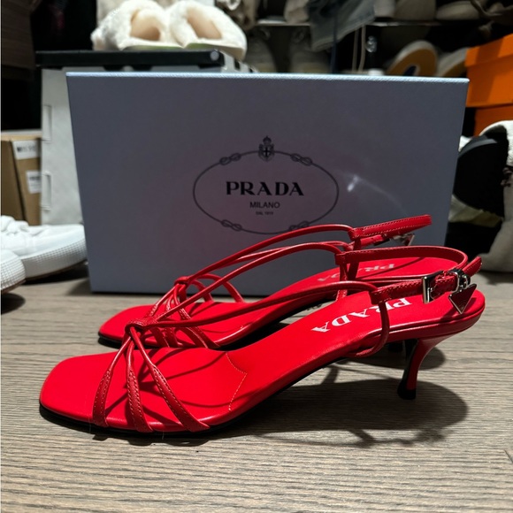 Prada Heeled Leather Sandals - Picture 11 of 13